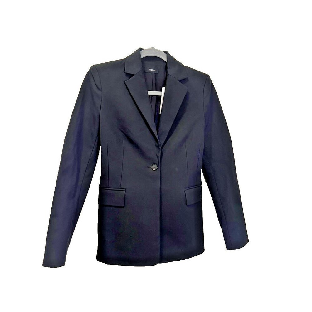 Theory Sculpt Black Blazer size 00 dual stretch button sleeves NWT